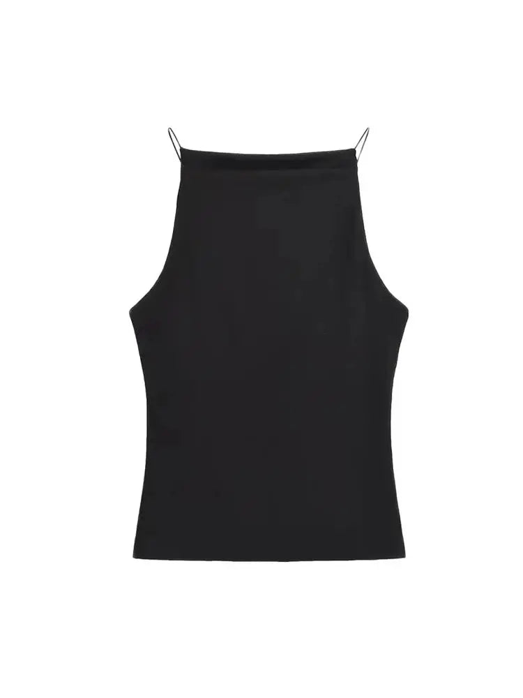 Women's Solid Halter Neck Tank Top
