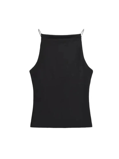 Women's Solid Halter Neck Tank Top
