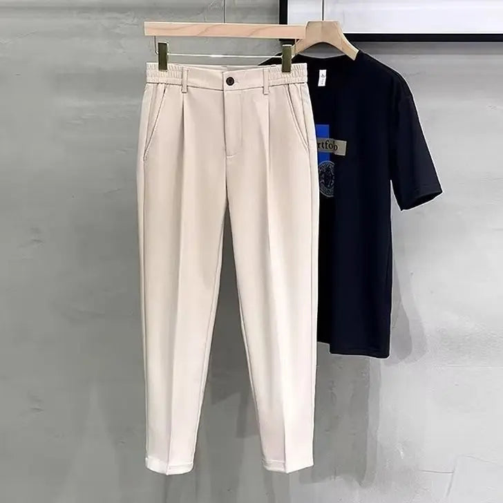 Spring Summer New Men's Slim Cropped Pants