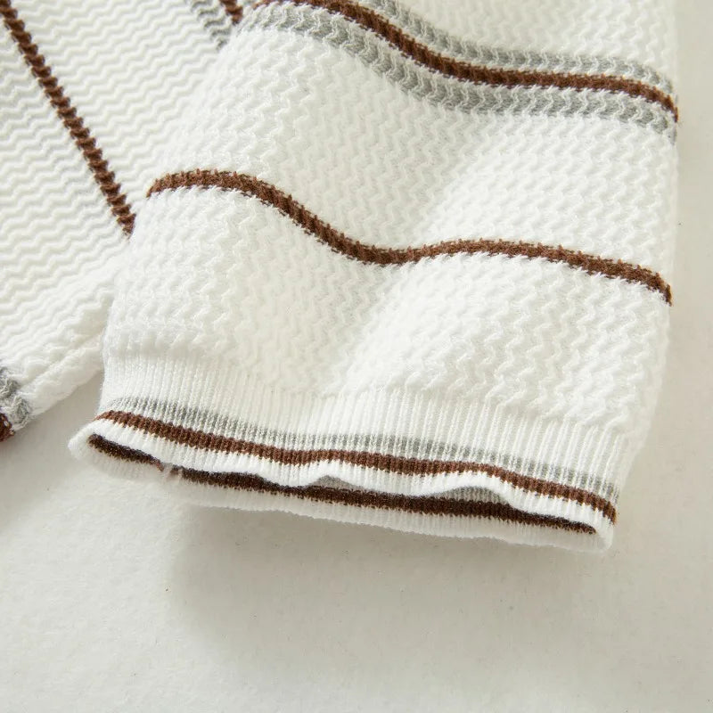 Men's Short Sleeve Striped Knit Polo