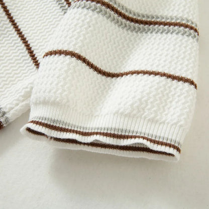 Men's Short Sleeve Striped Knit Polo