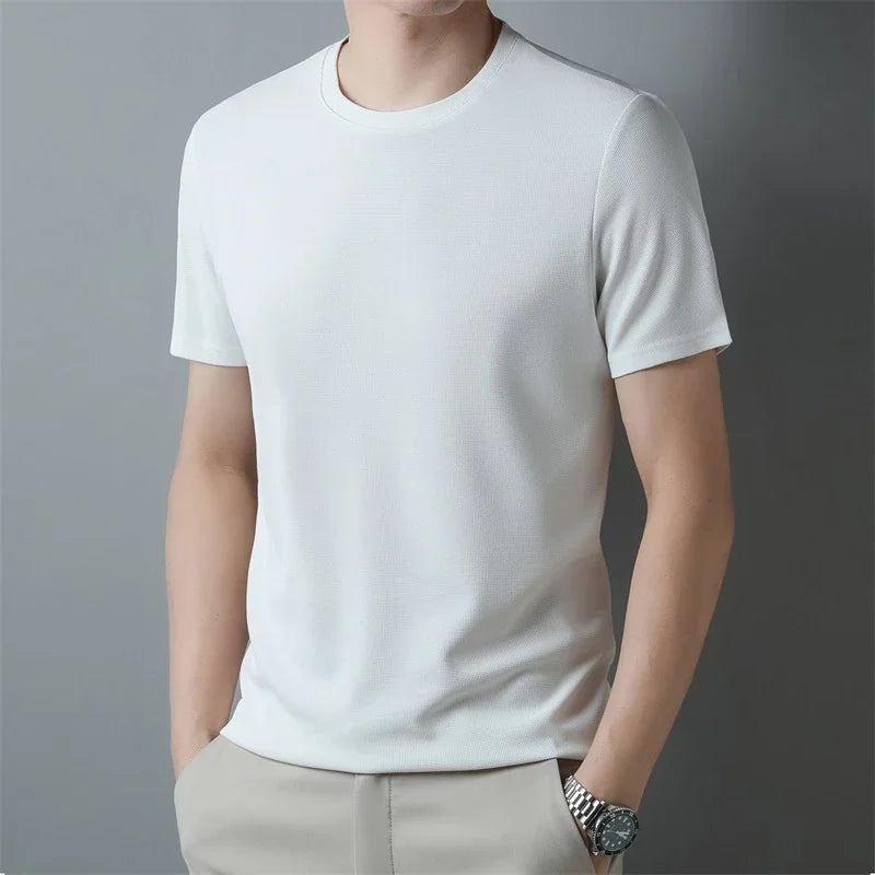 Waffle Knit O-Neck T-Shirt