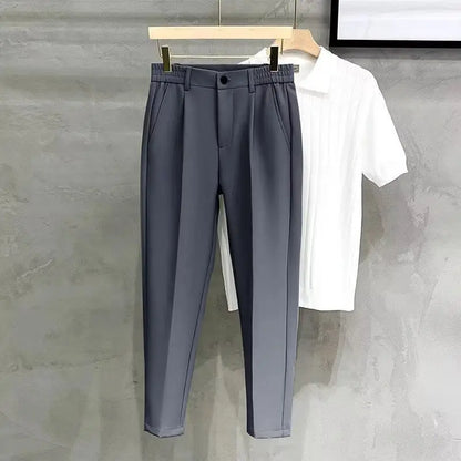 Spring Summer New Men's Slim Cropped Pants