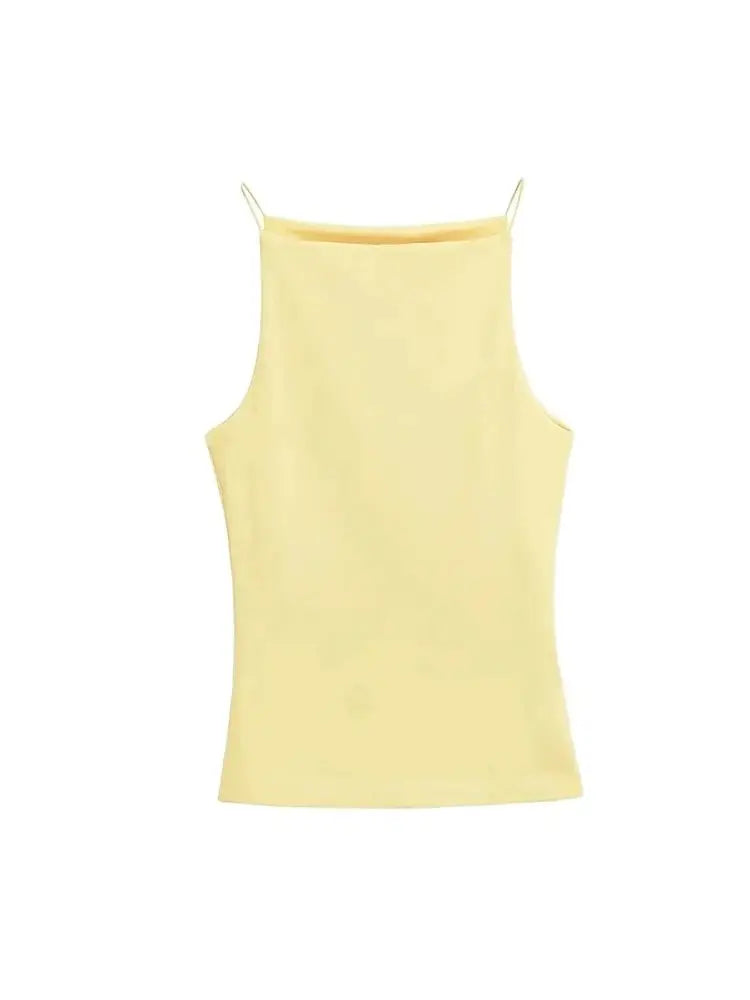 Women's Solid Halter Neck Tank Top