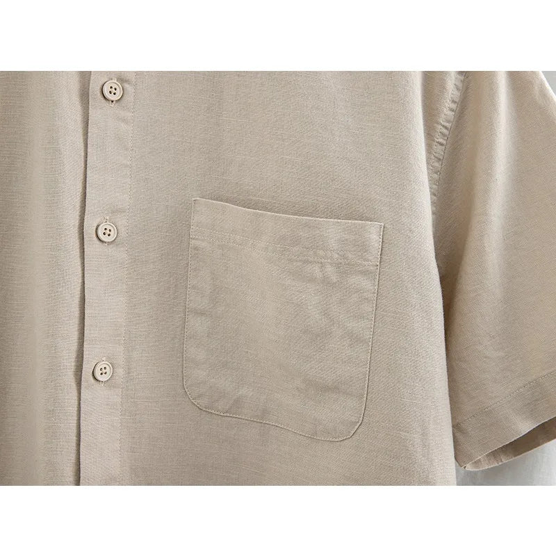 Men's Cotton Linen Short Sleeve Shirt