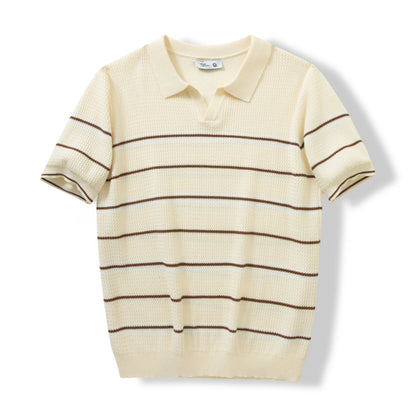 Men's Short Sleeve Striped Knit Polo