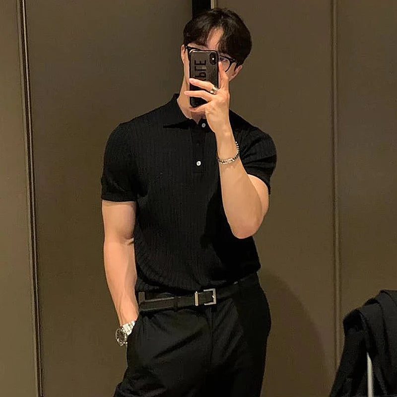 Men's Retro Knit Polo Shirt