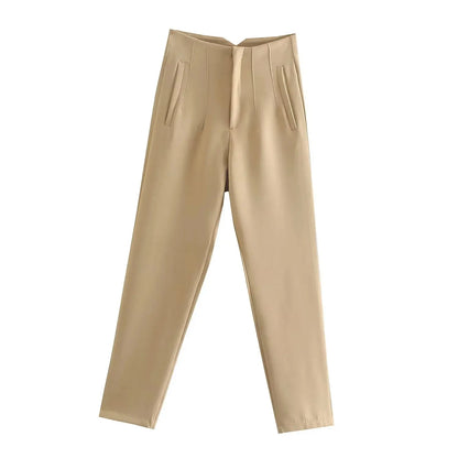 Women's Elegant High Waist Solid Pencil Pants