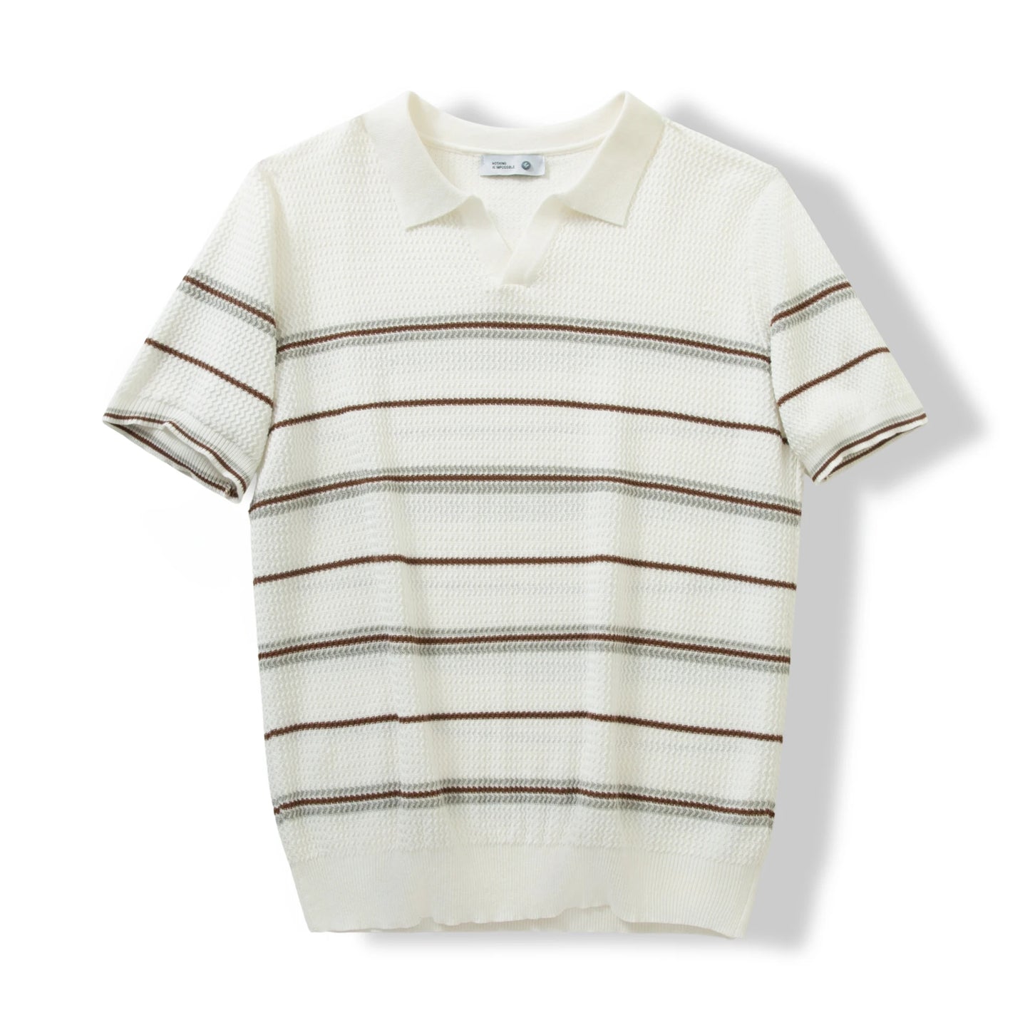 Men's Short Sleeve Striped Knit Polo
