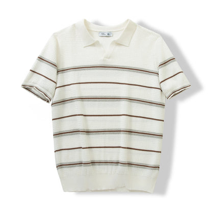 Men's Short Sleeve Striped Knit Polo