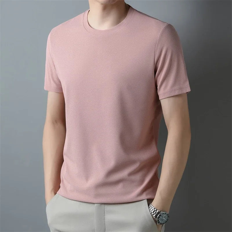 Waffle Knit O-Neck T-Shirt