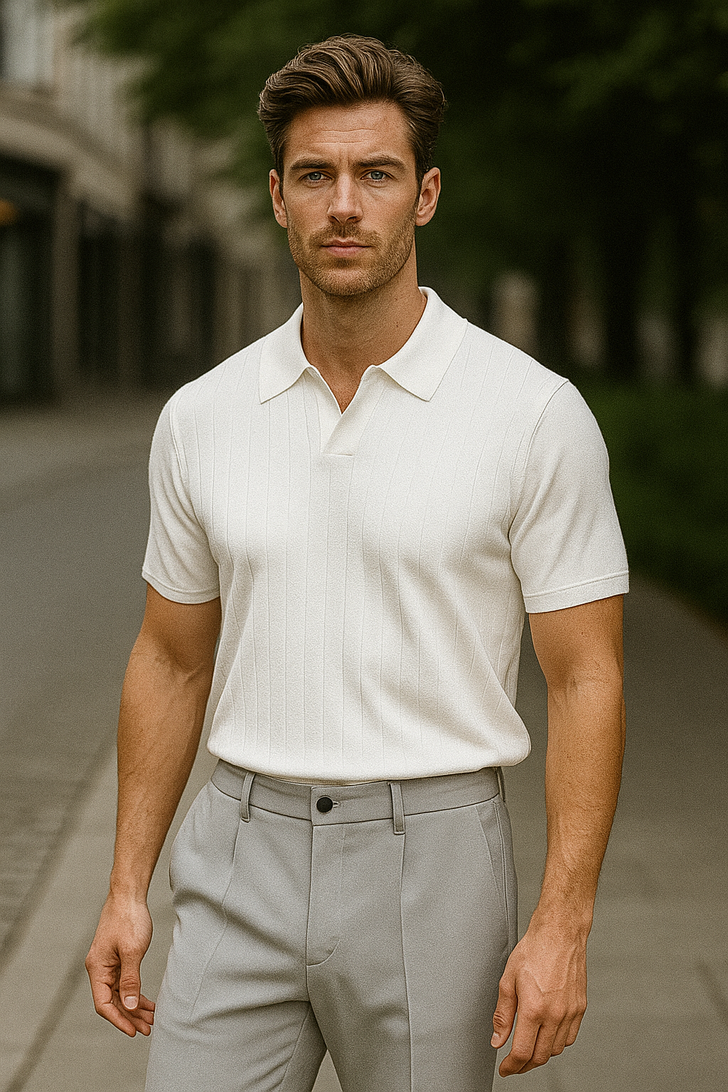 Spring Summer New Men's Slim Cropped Pants