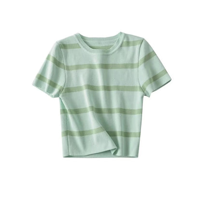Women's Striped Cropped Knit Sweater