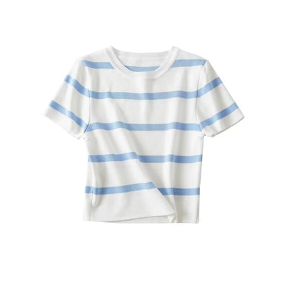 Women's Striped Cropped Knit Sweater