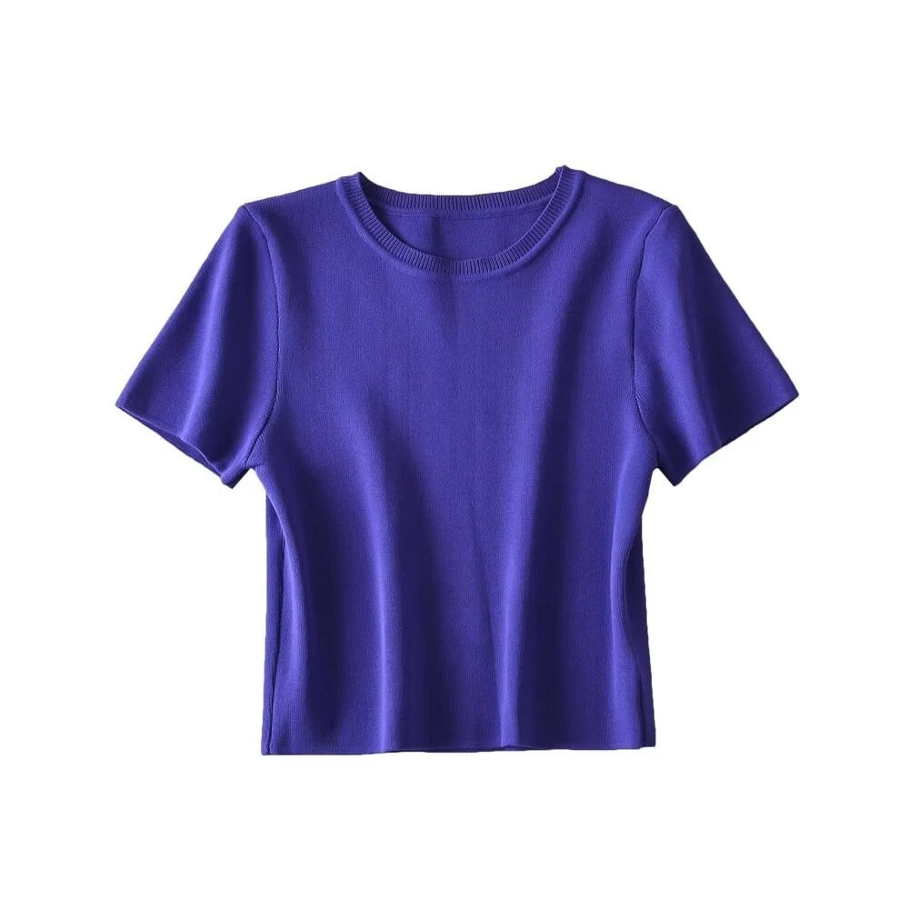 Women's Striped Cropped Knit Sweater
